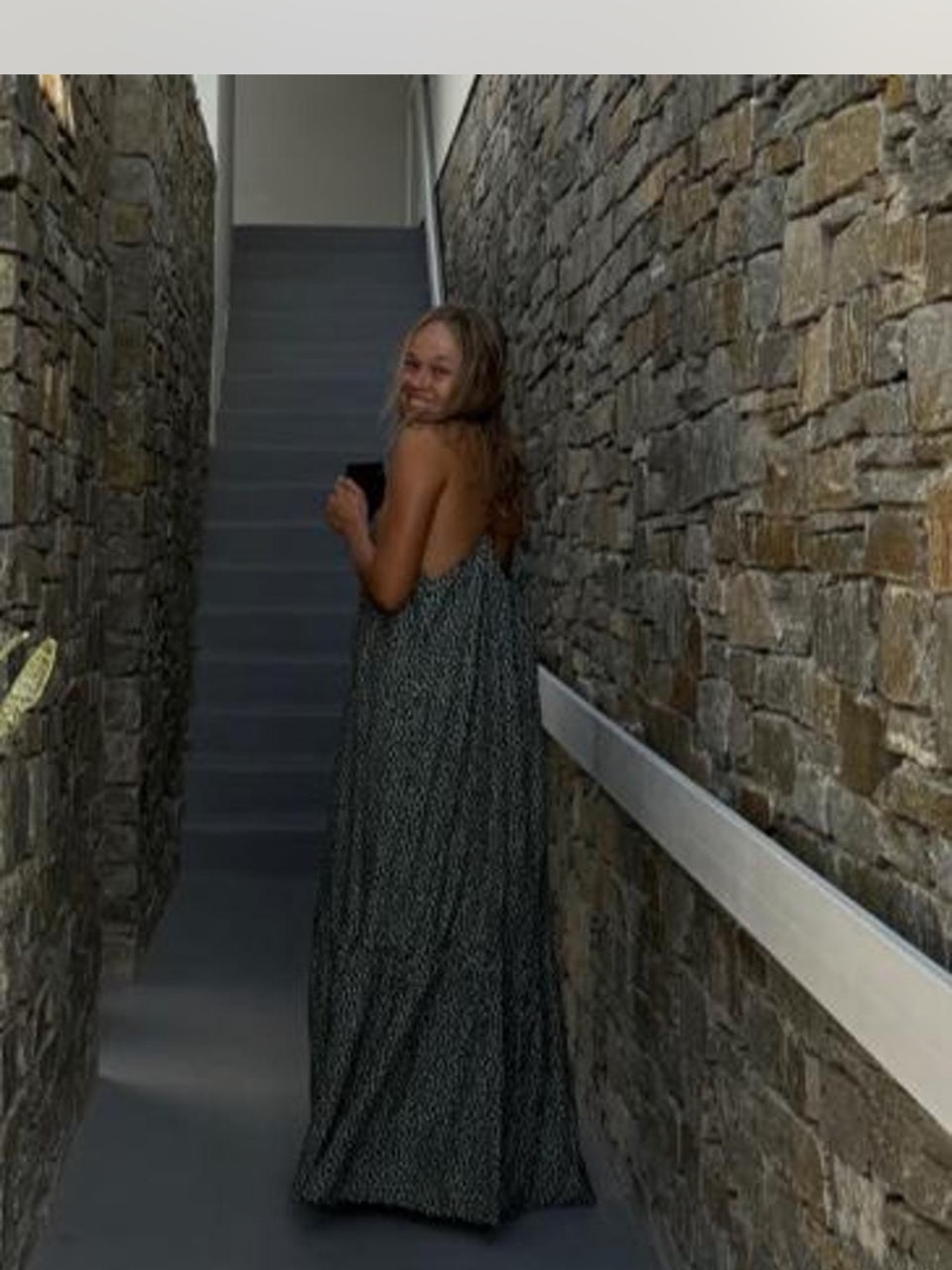 Matteau- Maxi Dress in Green and White Floral Print